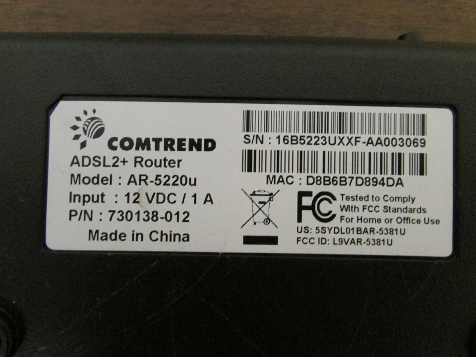 Comtrend AR-5220u Router - ADSL2+ 4 Port Ethernet + USB 3.0 - Image 3 of 3