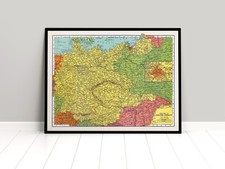 Wartime Map Landkarte Deutsches Reich Deutschland Grenzen 1939 Poster Plakat