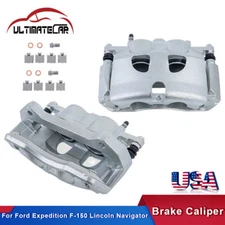 Set 2 Front Brake Calipers w/Bracket For Ford Expedition F-150 Lincoln Navigator