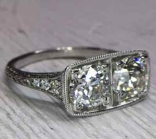 2.00Ct Round Cut Moissanite Art Deco Vintage Wedding Ring 14K White Gold Plated