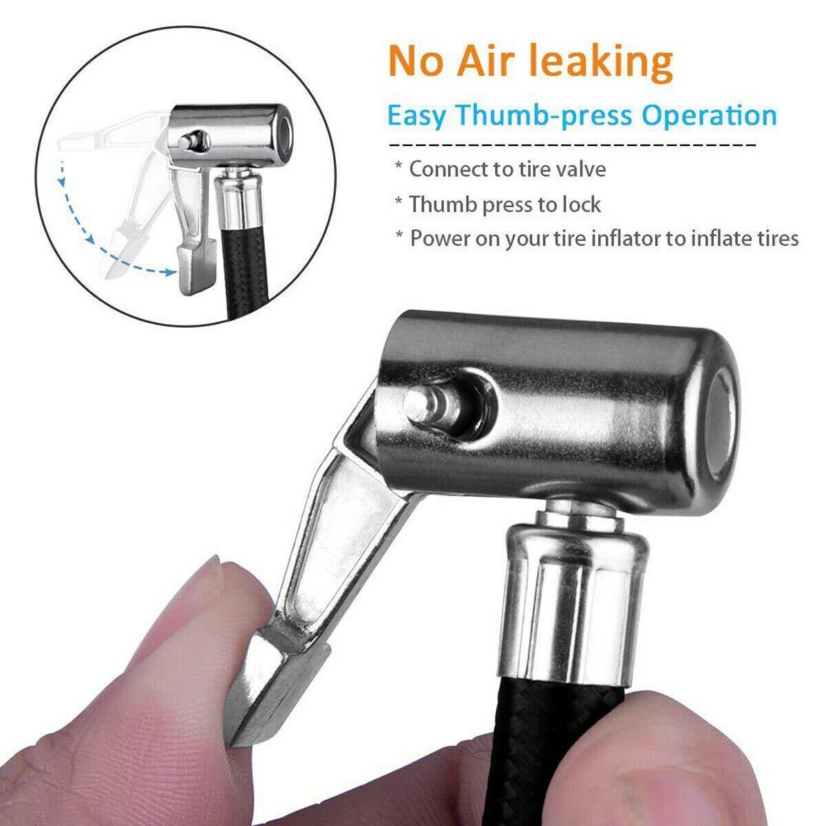 Y1UB 2-in-1 Air Inflator Hose Nozzle Dual For Head Chuck Gauge Car Tire Pressure Gun - Foto 9