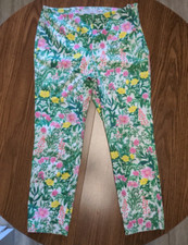 RSVP by TALBOTS Women's Floral Print Pants Flat Front Side Zipper Size 8P