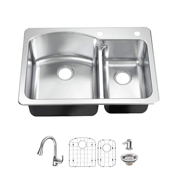 abc18　2口 Glacier Bay All-in-1-Drop-In/Undermount 18G 33