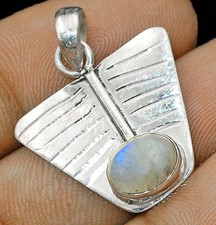 Natural Rainbow Moonstone 925 Solid Sterling Silver Pendant Jewelry B9-4