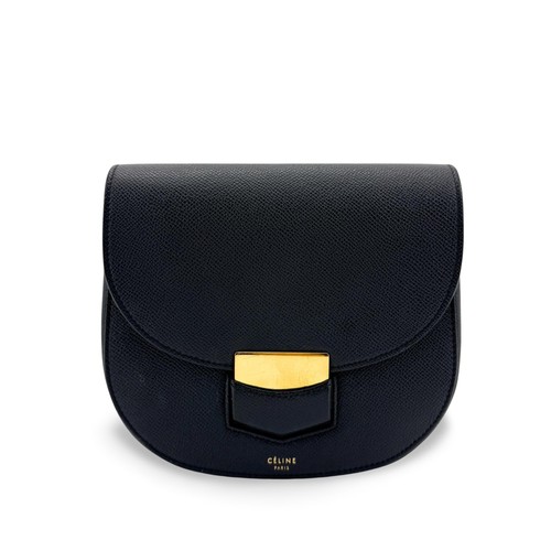 Celine Small Trotter Crossbody Bag Gold Hardware Women Black One Size