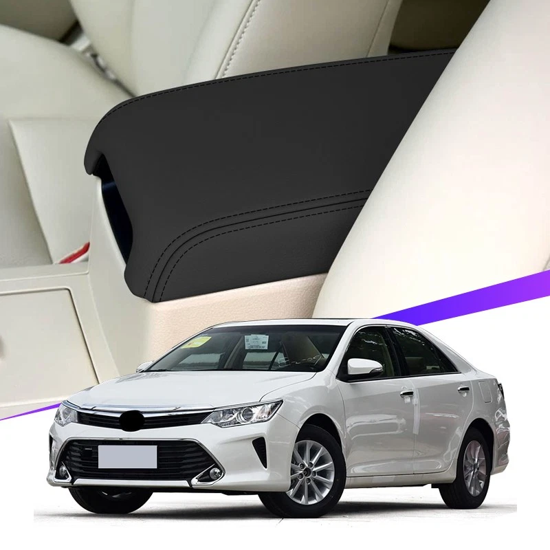 Fits 2012-2017 Toyota Camry Leather Center Console Lid Armrest Cover Skin Black Foto 2 de 4