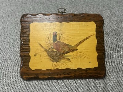 Vintage Charles B. Murphy Signed Ring Neck Pheasant Print On Wood Plaque