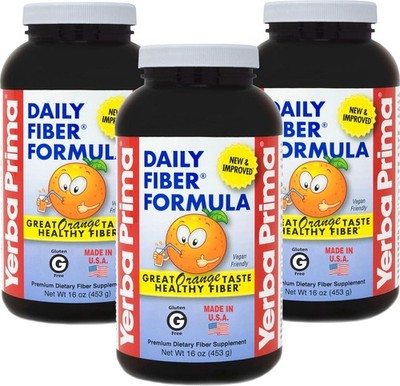 Yerba Prima Daily Fiber Formula 16 oz Powder (Pack of 3) - Great Tasting Premi