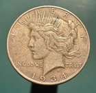 XF - USA - 1934 D  - 1 Dollar Peace  - Attractive Silver Coin