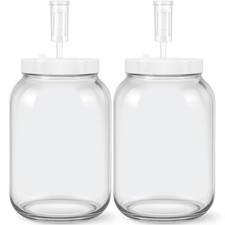 1 Gallon Large Glass Fermentation Jars for Kombucha Sourdough Starter, Wide M...