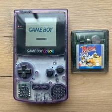 Nintendo Gameboy Color Atomic Clear Purple W/ Game New Speaker Bat Cover Tested