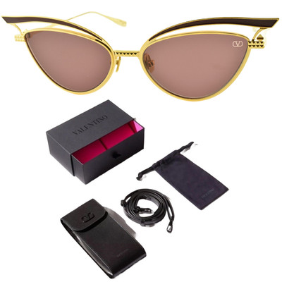 NEW! VALENTINO V-GLASSLINER VLS-118B Gold Butterfly Full Rim Titanium Sunglasses