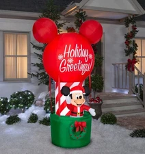 7 FT MICKEY MOUSE IN HOT AIR BALLOON AIRBLOWN LIGHTED YARD INFLATABLE