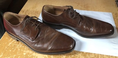 Bachrach Italy Brown Leather Square Toe Derby Dress Shoes Mens 11B Narrow LaceUp