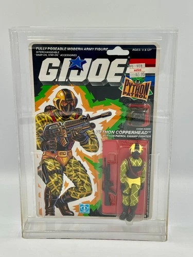 Vintage Hasbro GI Joe 3.75 Python Patrol Copperhead New 1989 W/ Acrylic Case