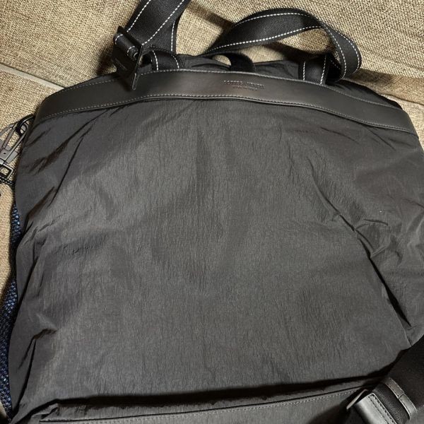 Bottega Veneta Leather Nylon Tote Bag Black 2Way Shoulder Shopping thumbnail 5