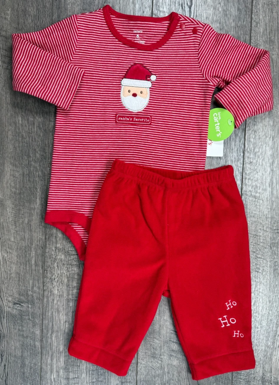 Baby Girl Boy Clothes New Vintage Carter's 6 Month 2pc Santa Ho Ho Outfit