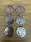 6 Morgan & Peace Silver Dollar lot Mixed Dates 90% Silver Circulated 1883-1923