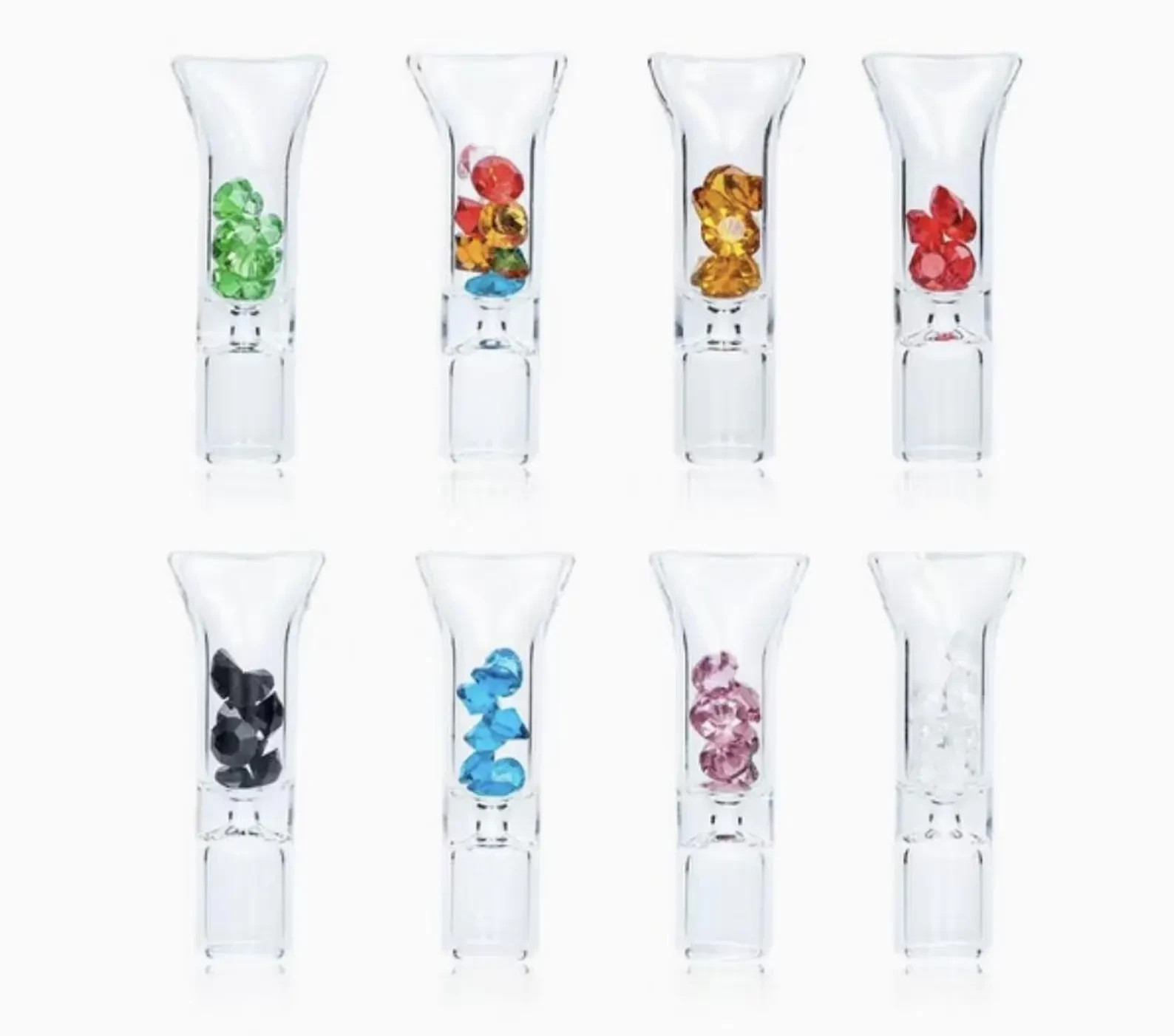 Glass Filter Tips with Gemstone Design (4 Pcs)