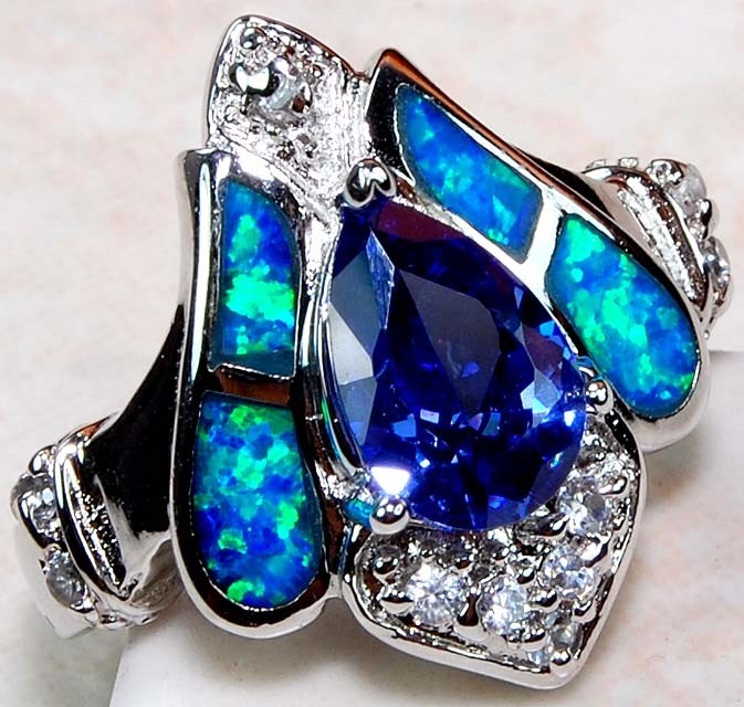 Australian Opal Inlay 925 Solid Sterling Silver Ring Sz 6 GA4-1
