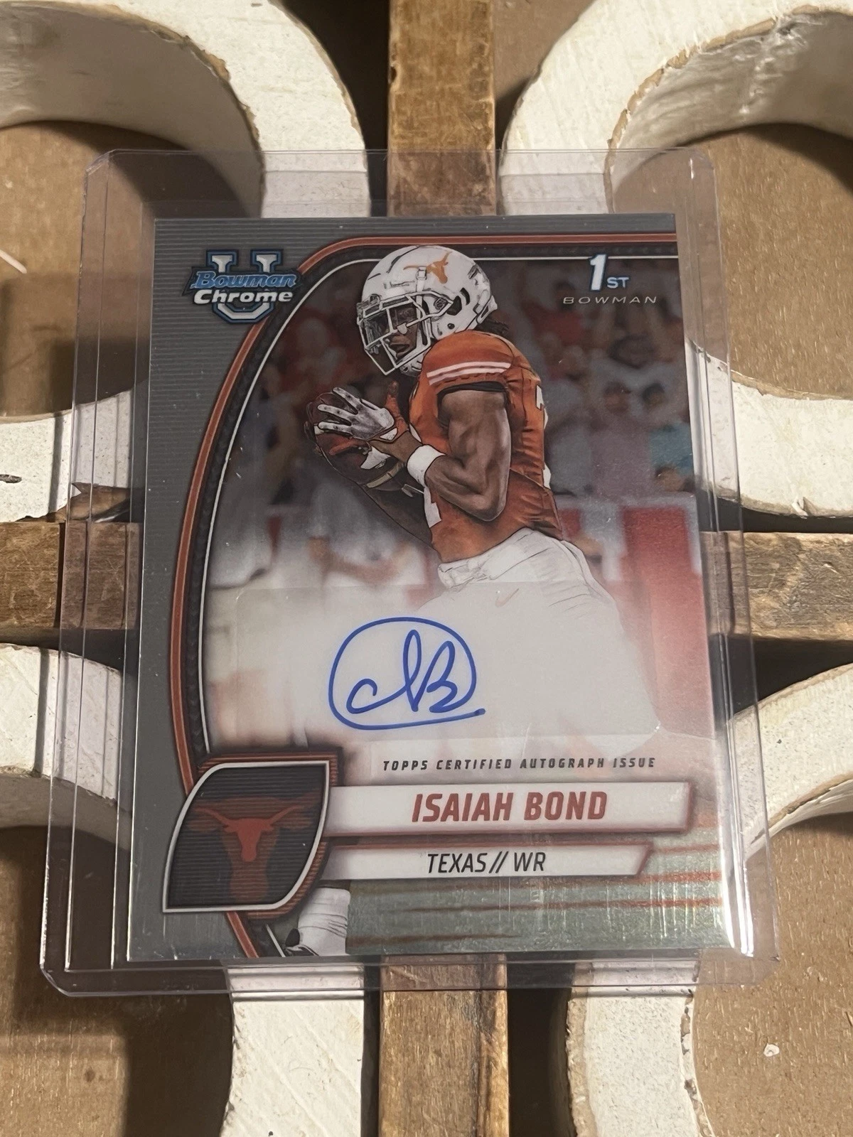 Isaiah Bond 2024 Bowman University Chrome Prospect Autographs AU Texas Auto