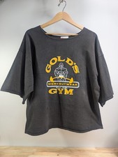 GOLDS GYM 90s Vintage Shorr Sleeve Tee Shirt - Mens L/XL - Black - Cropped