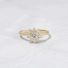 2Ct Round Cut Lab Created Diamond Engagement Ring 14K Yellow Gold Plated