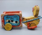 Vintage Fisher Price Wooden Train Toy 795 Patent Pending Musical Duck