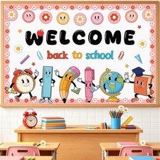 Abilat 51Pcs Groovy Welcome Back to School Bulletin Board Set Retro