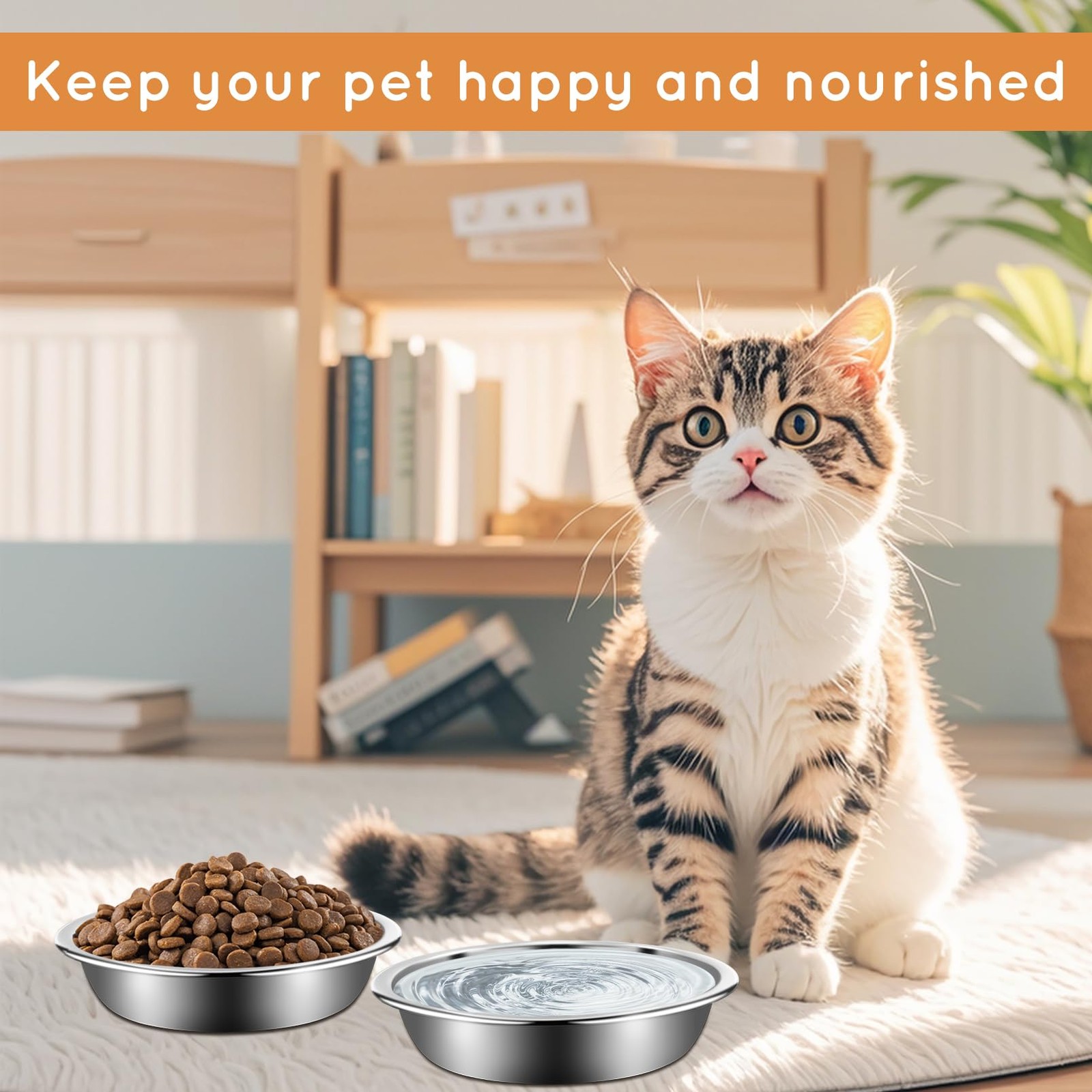 12Pcs Cat Bowls,Stainless Steel Cat Food Bowls,Metal Cat Dishes Whisker Fatig...