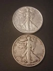 Lot (2) 1943-P & 44-P Walking Liberty Half Dollar Coins