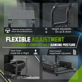 Hottoby Racing Wheel Stand Sim Cockpit With Black Seat Fit Fanatec Club Sport SQ