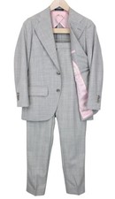 SUITSUPPLY La Spalla Men Suit UK34R Grey Slim 2-Piece Melange Pure Wool S120s