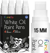 15mm Jumbo Oil White Paint Pens - Oil Based Paint Markers for Metal, Fabric, ...