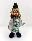 Vintage Murano Hand Blown Glass Clown w/ Ball  Multi Colors 7.5" Figurine Italy
