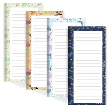 Magnetic Notepads for Refrigerator - Flower Design, 50 Sheets Per Pad, 4 Pack