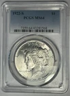 1922 S  PEACE DOLLAR PCGS MS 64 / SHARP WHITE COIN