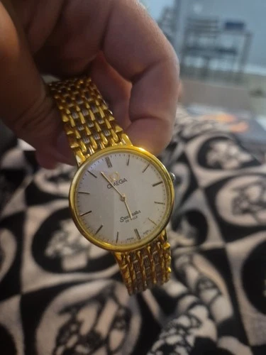 ​Vintage Omega Seamaster De Ville Men's Watch Gold Beads of Rice Bracelet 1960s