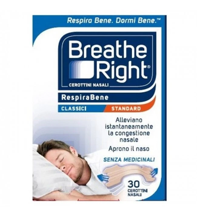 30X CEROTTI NASALI CLASSICI STANDARD BREATHE RIGHT ORIGINAL RESPIRA BENE