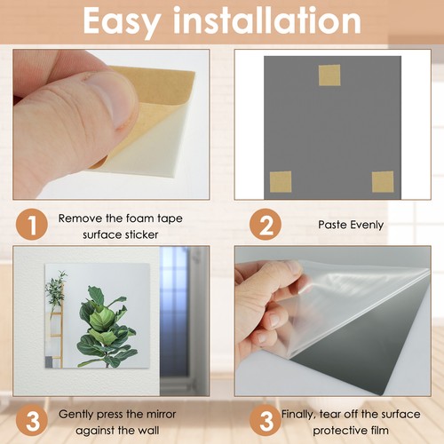 4Pcs Acrylic Mirrors Set Self Adhesive Mirror Tiles 2mm Thick Flexible RoSEP BRI - Picture 4 of 18