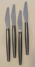 Set Of 4 MCM G&S Stainless Japan Split Black Handle Dinner Table Knives