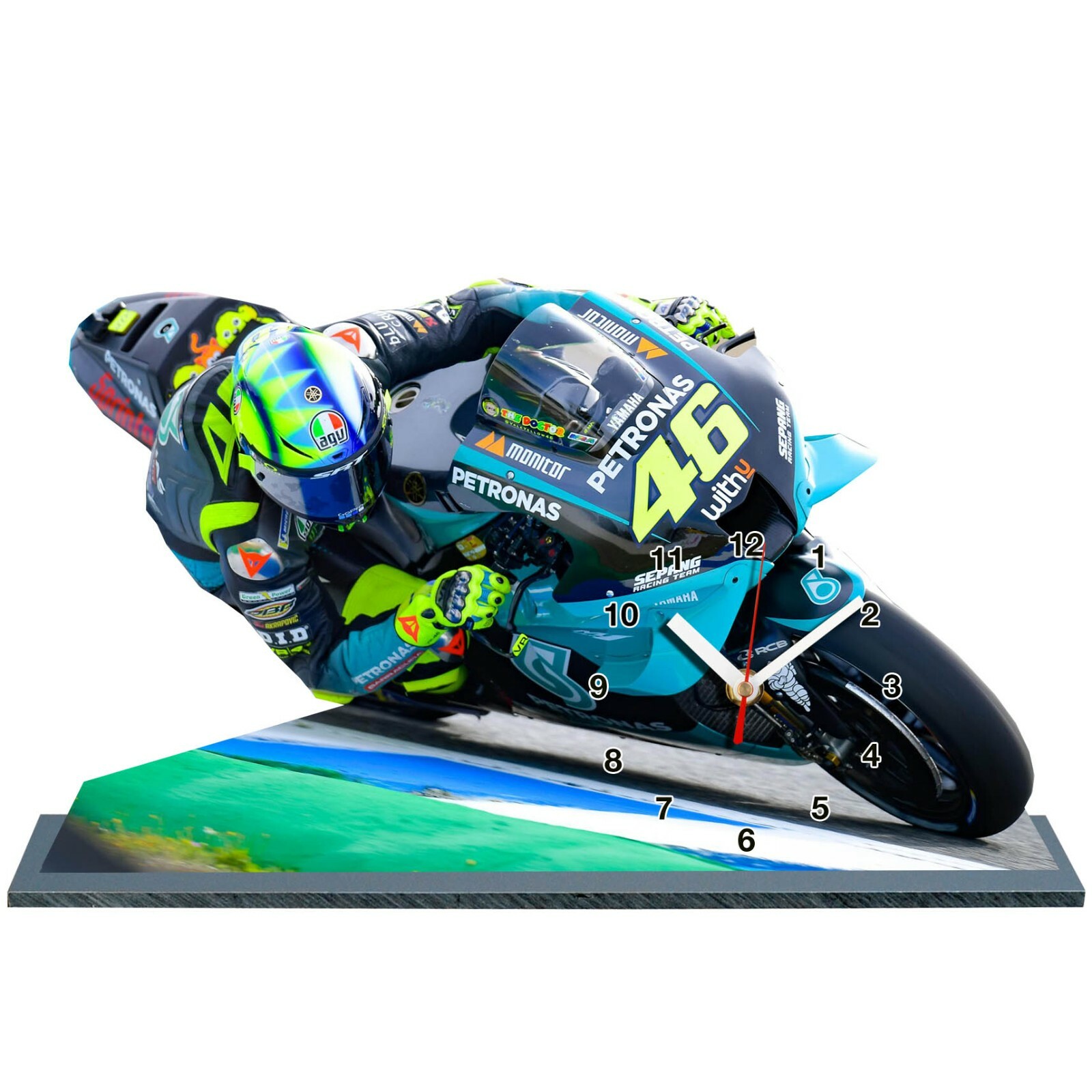 Horloge Rossi 46 Moto GP Yamaha en verre acrylique de haute finition