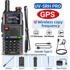 1X 5RH PRO GPS WALKIE TALKIE MULTI BAND RECHARGEABLE TWO WAY RADIO 108CM ANTENNA
