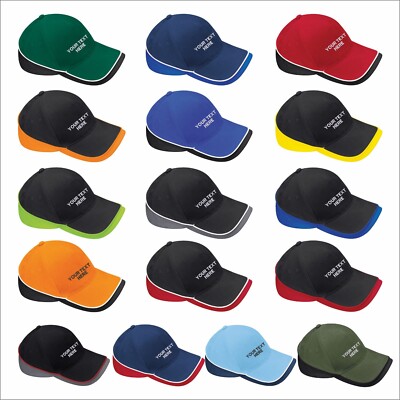 Personalised Custom Text Embroidered Baseball Cap Adjustable Peak Sports Hat | UK