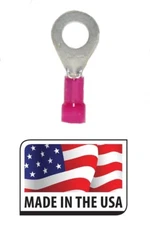 (100) 22-18 RED NYLON 1/4 RING TERMINAL ELECTRICAL CONNECTOR MADE IN USA 18-22