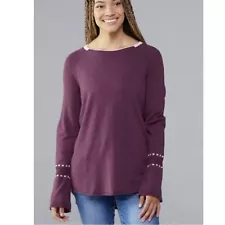 Smartwool Bell Sleeve Crew Sweater in Sangria Heather Size Small