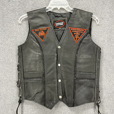 Black Paradise Motorcycle Vest Genuine Leather Heavy Metal Rock Biker Customized