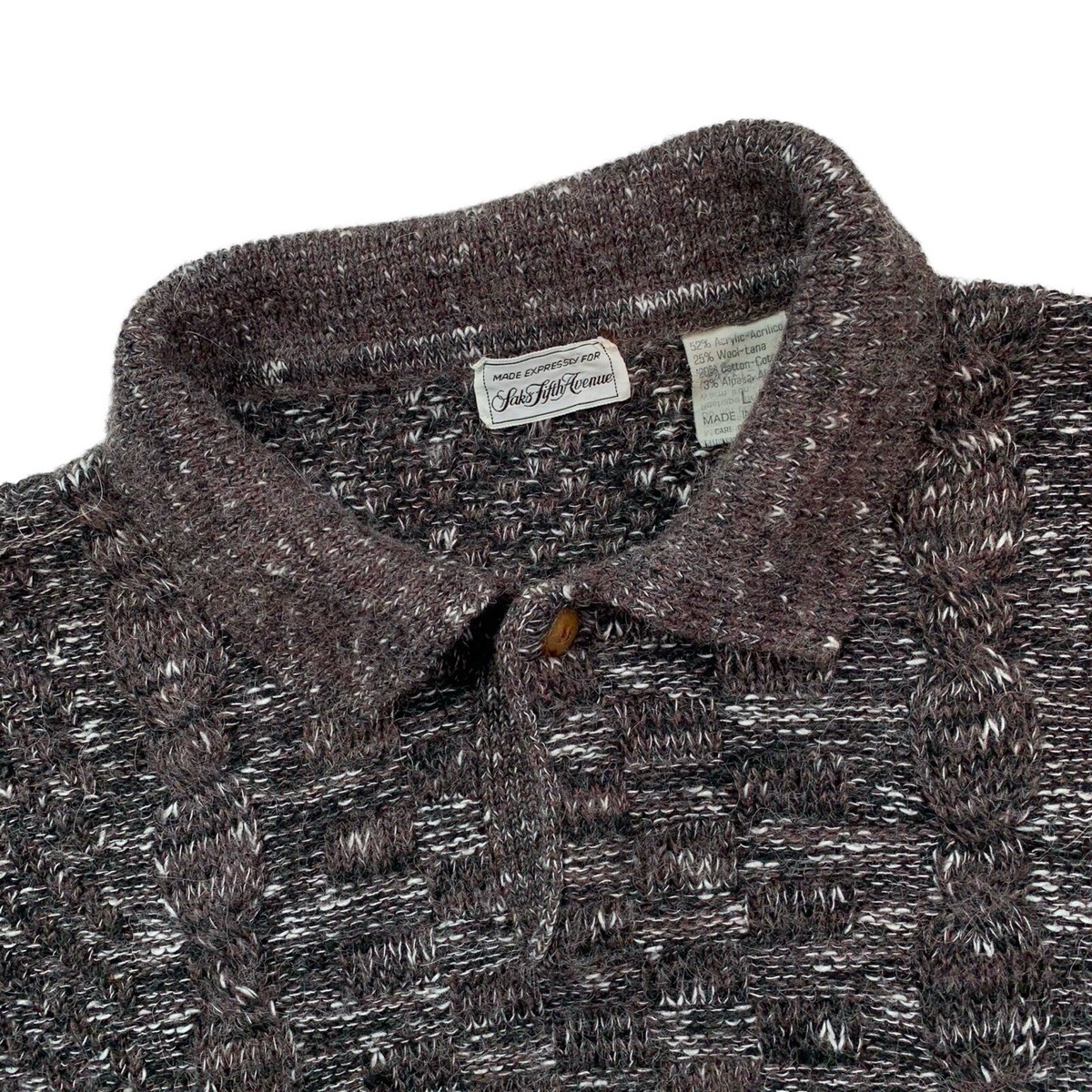VTG 80's L Saks Fifth Avenue Wool Blend Collared Basket VTG 80's L Saks Fifth Avenue Wool Blend Collared Basket