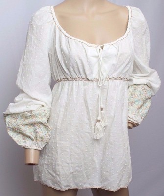 Nwt Chelsea & Violet Anthropologie Bauer Boho Bestickte Bluse TOP S