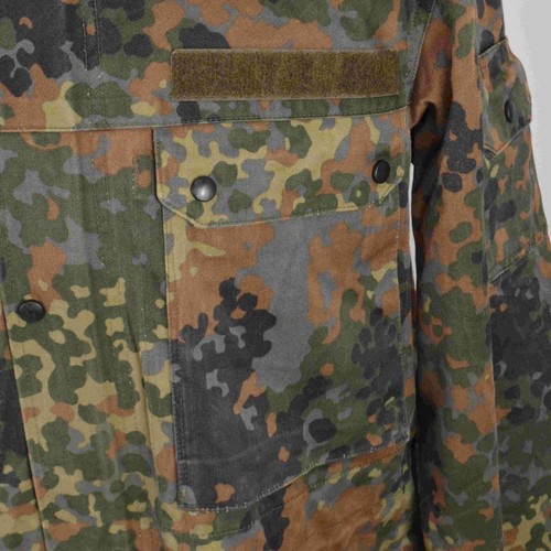 German Bundeswehr Flecktarn Camo Military Parka Jacket GR12 L Tall Hood Woodland - Picture 4 of 15